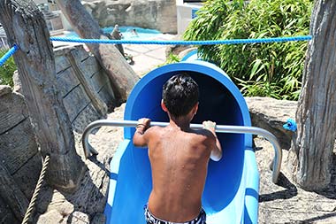 Entrance to the water slide at the campsite's water park in Saint-Hilaire de Riez