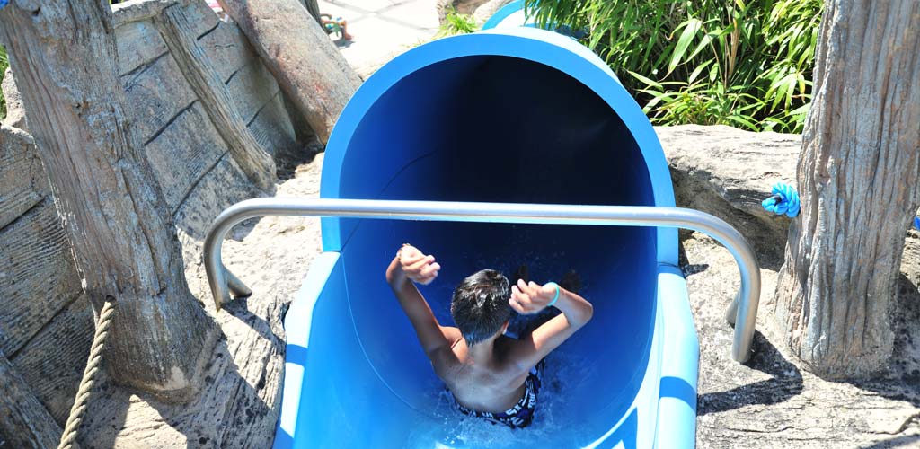 Entrance to the water slide at the campsite's water park in Saint-Hilaire de Riez