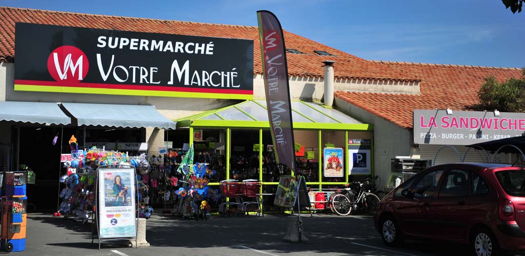 Entrance to the supermarket near the campsite in Saint-Hilaire-de-Riez